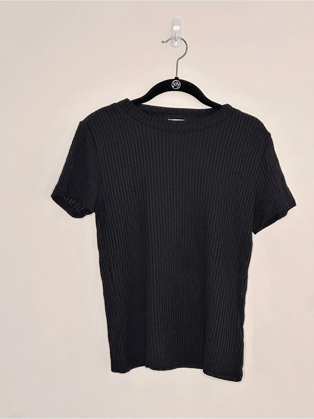 Pilcro Textured Short Sleeve Top in Black Size Medium